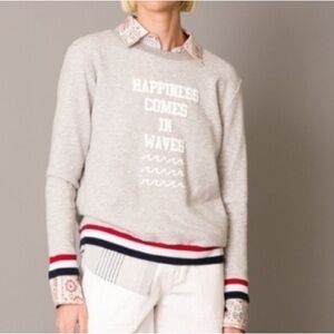 LE SUPERBE Happiness Comes in Waves Graphic Sweatshirt Gray Medium